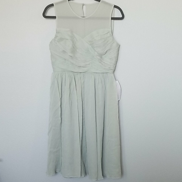 J.Crew NWT Romantic Dusty Shale Clara Illusion Chiffon Sleeveless Dress size 8 - Picture 2 of 9